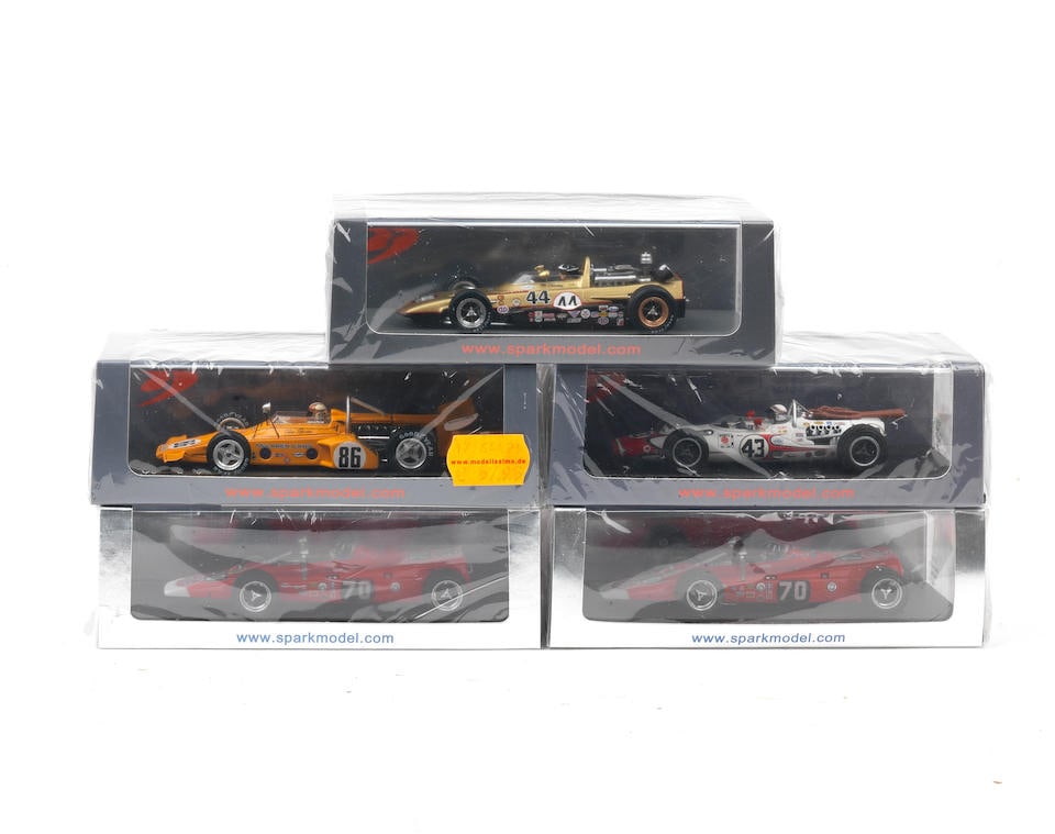 Five boxed 1:43 scale models of Indy 500 race cars, by Spark,  ((5)) (1 of 1)
