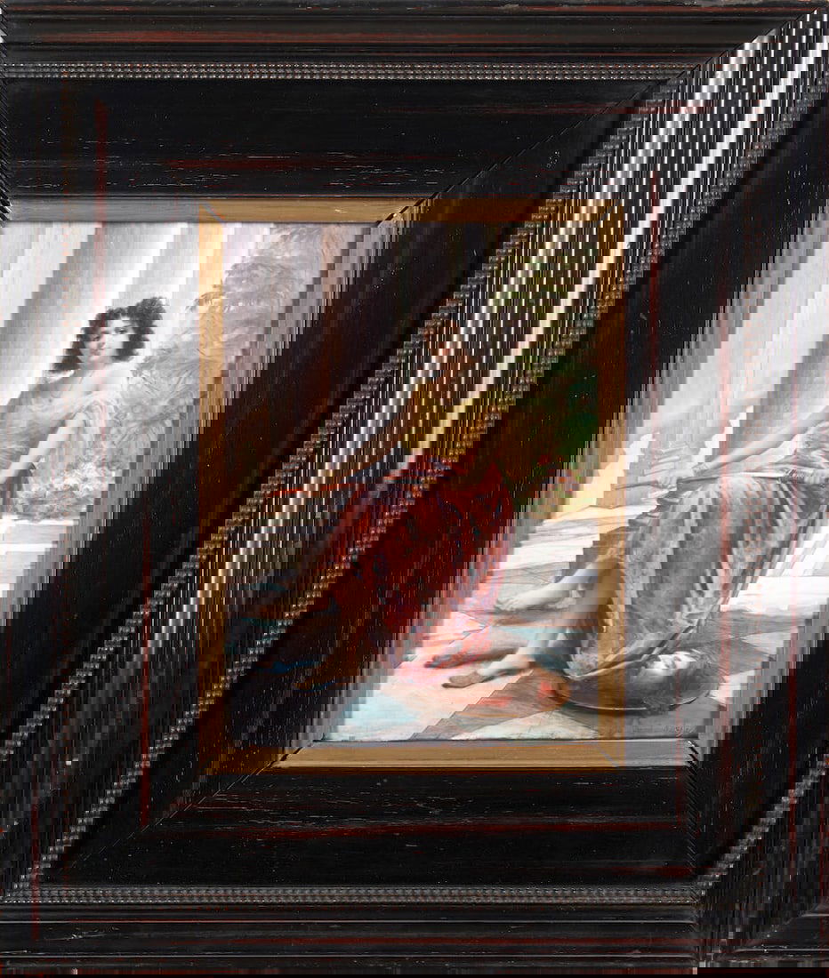 DELPHINE ARNOULD DE COOL-FORTIN (1830-1921) ENAMEL PLAQUE France, c. 1900, enamels on porcelain,... (1 of 3)