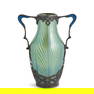 LOETZ PLIQUE-A-JOUR ENAMEL AND SILVER-MOUNTED IRIDESCENT GLASS VASE, Czech Republic, c. 1900, si...