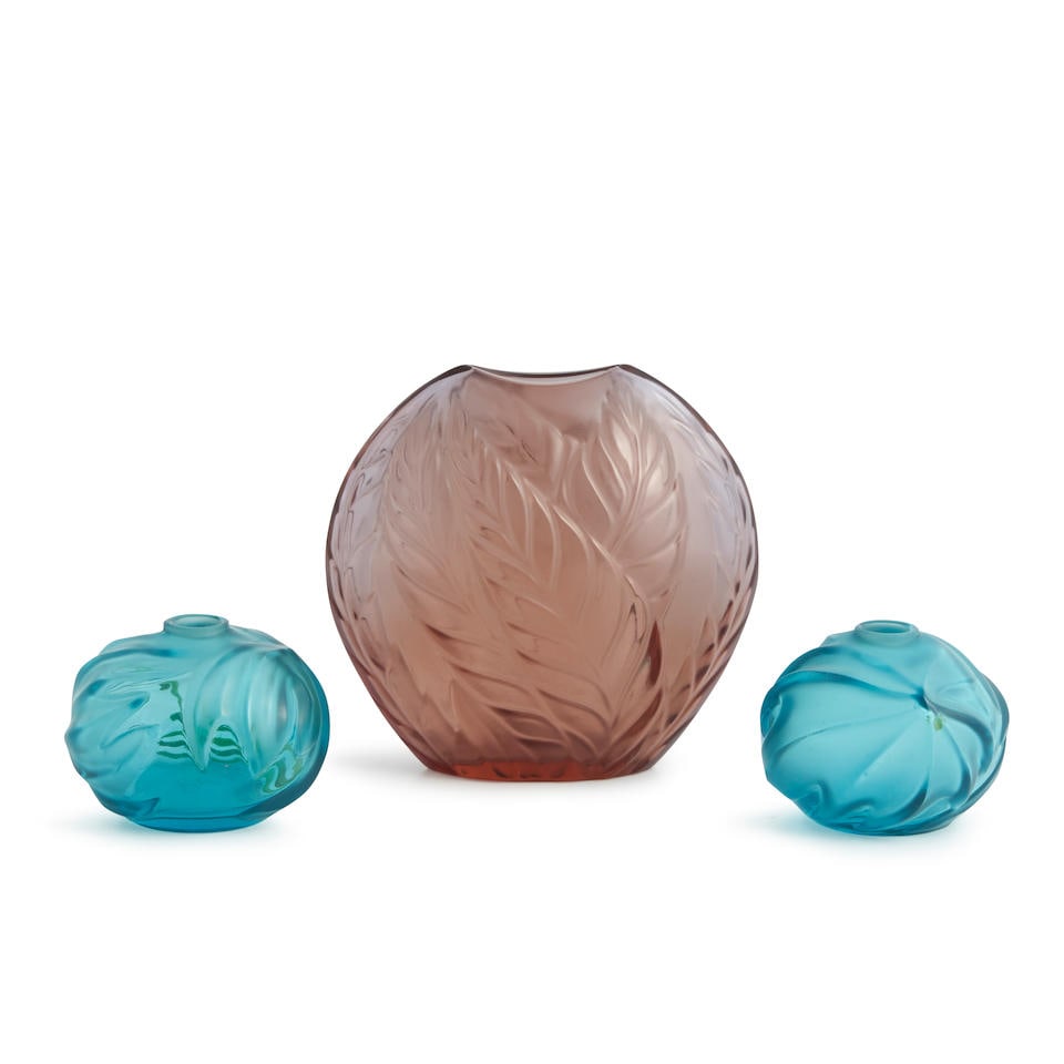 THREE LALIQUE VASES France, late 20th/early 21st century, all incised marks 'Lalique France' and... (1 of 3)