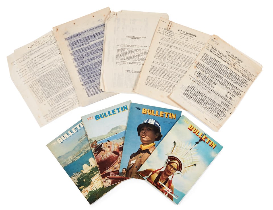 CHINESE COMMUNISTS/NATIONALIST CONFLICT AND THE CIA: CIVIL AIR TRANSPORT ARCHIVE. Chennault, Cla...: CHINESE COMMUNISTS/NATIONALIST CONFLICT AND THE CIA: CIVIL AIR TRANSPORT ARCHIVE. Chennault, Claire Lee. 1893-1958. and Whiting Willauer. 1906-1962.. Co-Founders of CAT. The partial company archive of