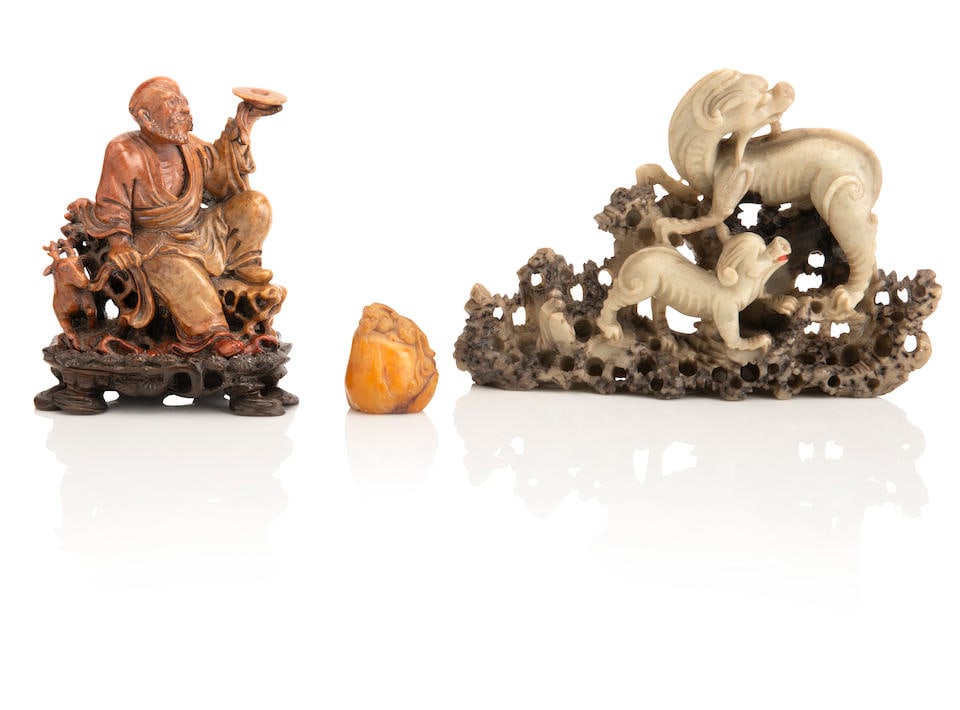 A collection of Chinese soapstone carvings 19th century (3) (1 of 1)