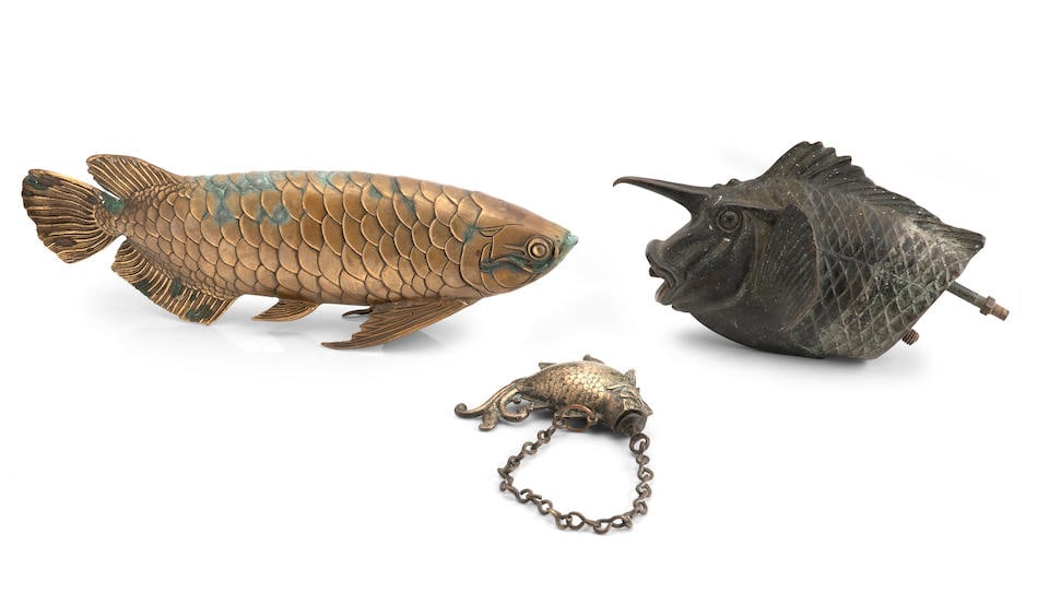 A Japanese cast brass model of a koi carp (1 of 1)