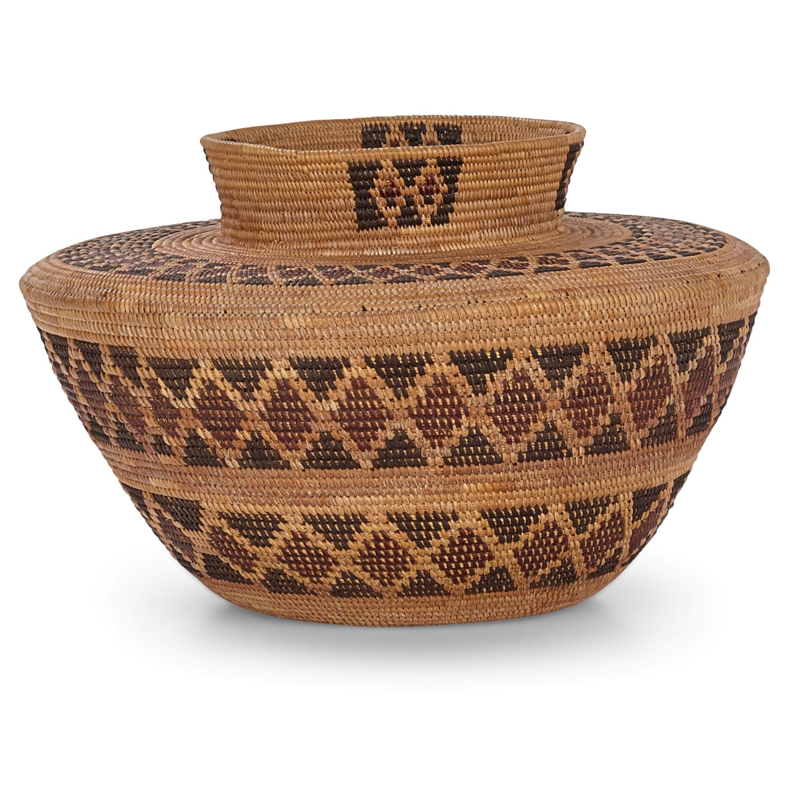 An Annie Marler polychrome bottleneck basket (1 of 3)