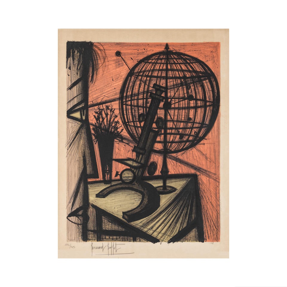 BERNARD BUFFET (1928-1999) Le Microscope, 1969 (Sorlier, 187)Lithographie en couleurs sur vé...: BERNARD BUFFET (1928-1999) Le Microscope, 1969 (Sorlier, 187) Lithographie en couleurs sur vélin Signée et numérotée 116/250 75 x 57 cm Colour lithograph on wove paper, signed and