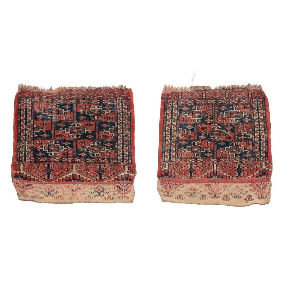 TWO TURKMEN BAGS  Turkmenistan 1 ft. 8 in. x 1 ft. 6 in. and 1 ft. 8 in. x 1 ft. 6 in. (1 of 2)