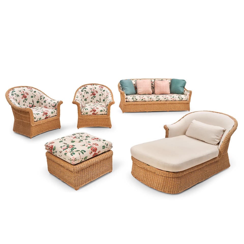 SET OF UPHOLSTERED WICKER FURNITURE (1 of 1)