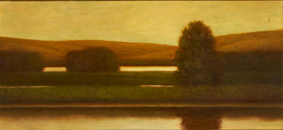 WADE HOEFER (American, 1951-2020) Aequus, 1997: WADE HOEFER (American, 1951-2020) Aequus, 1997 Oil on canvas, signed, dated, and titled on the verso, framed, 35' x 105' sight size, 36 5/8 x 105 1/2' frame size. Footnotes: Provenance Patricia Faure