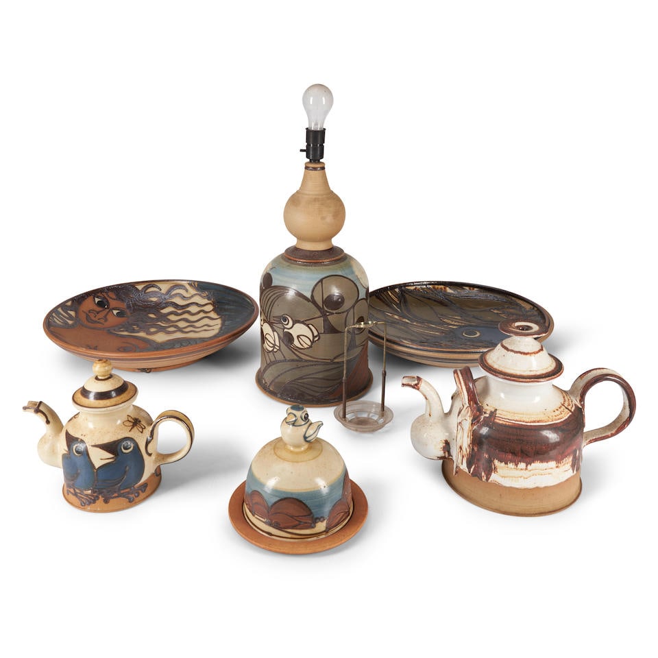 EIGHT PIECES OF KARIN AND ERLING HEERWAGEN ART POTTERY Denmark, dated late 1970s to mid 1980s, a... (1 of 1)