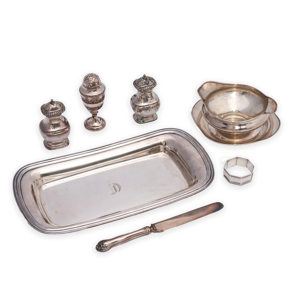 EIGHT SILVER-PLATED TABLE ITEMS 19th-20th century. (1 of 1)