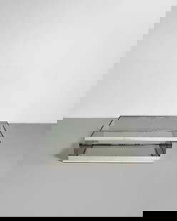 JOSEPH D'URSO (BORN 1943) Coffee Tabledesigned 1980model no. 6048T, for Knoll International, sta...: JOSEPH D'URSO (BORN 1943) Coffee Table designed 1980 model no. 6048T, for Knoll International, stainless steel, safety glass, on casters, with manufacturer's paper label height 14in (35.5cm); width 41