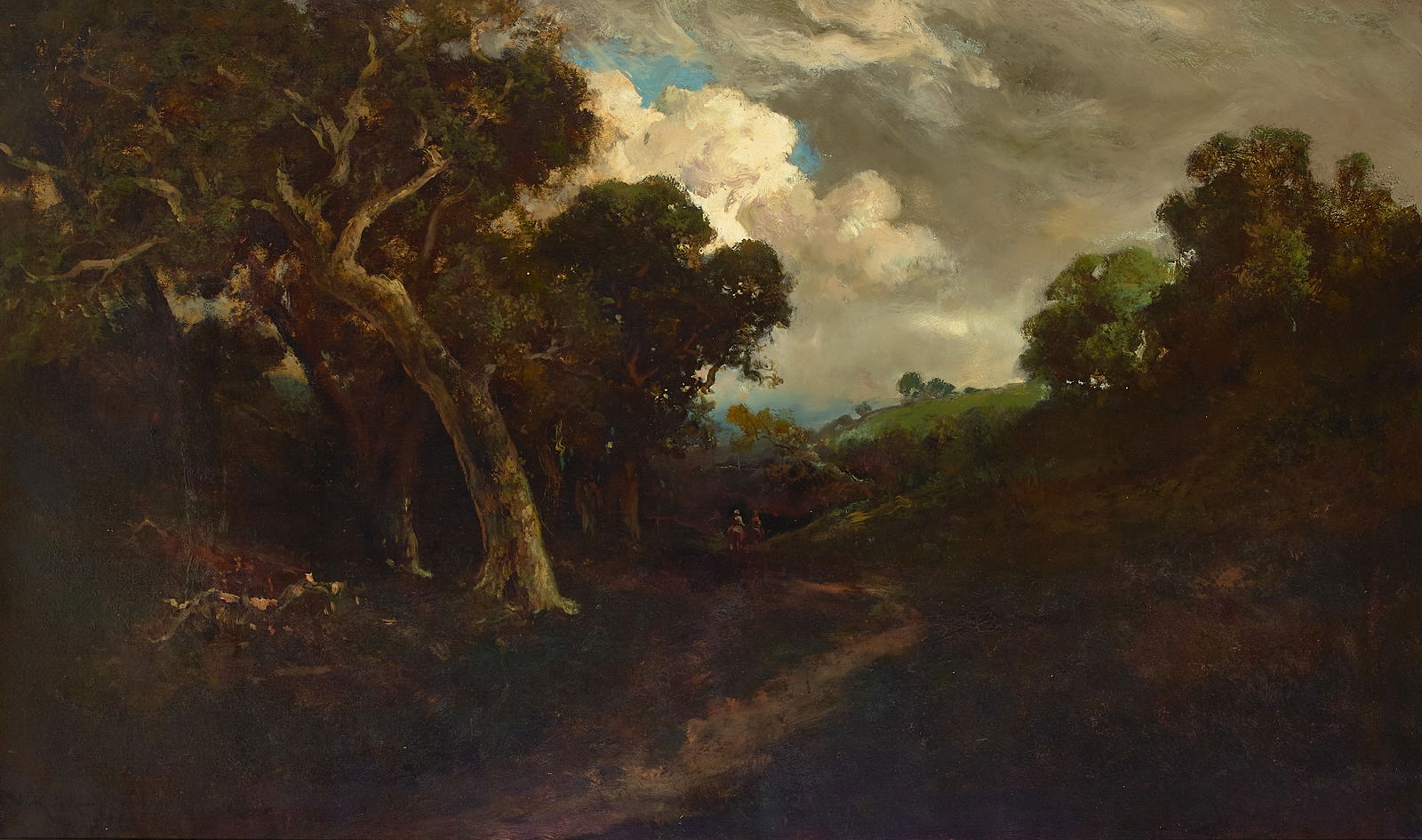 William Keith (1838-1911) Approaching Storm 36 x 60 in. framed 50 x 74 in.: William Keith (1838-1911) Approaching Storm signed 'W. Keith / S.F.' (lower left) and titled (on a museum label on the reverse) oil on canvas 36 x 60 in. framed 50 x 74 in. Footnotes: Provenance