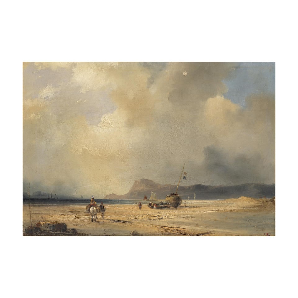 Ecole française ou hollandaise, XIXe siècle Déchargement à marée basse (1 of 2)