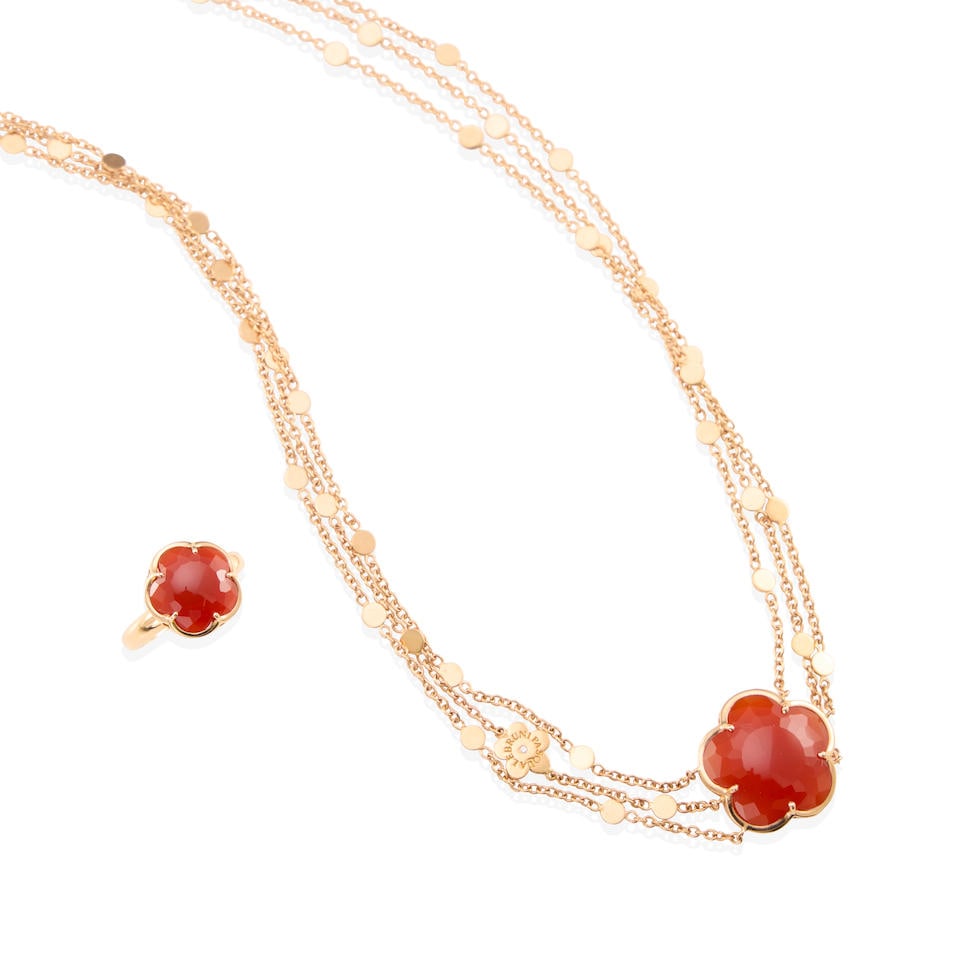 PASQUALE BRUNI: 18K GOLD AND CARNELIAN PENDANT NECKLACE AND RING SET (1 of 3)