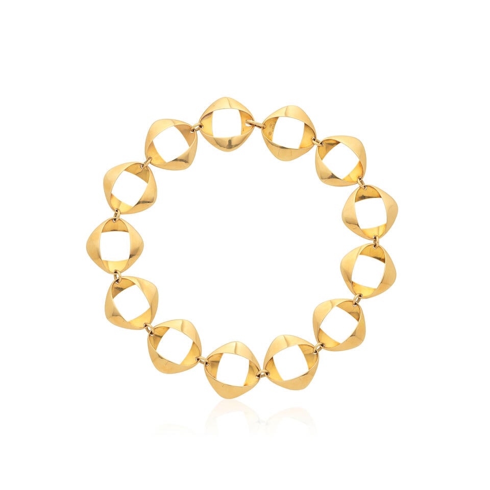 HENNING KOPPEL FOR GEORG JENSEN: NECKLACE,: HENNING KOPPEL FOR GEORG JENSEN: NECKLACE, CIRCA 1968 18 carat gold Signed Georg Jensen, maker's mark, London import mark Length 42.5cm Weight approx. 67.0g Footnotes: OVERALL CONDITION Light surface