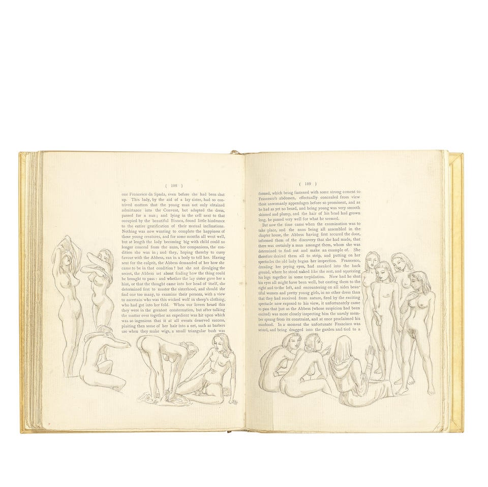 EROTICA - JOHN BUCKLAND WRIGHT BOCCACCIO (GIOVANNI) The Decameron, limited to 250 copies, EXTRA-...: EROTICA - JOHN BUCKLAND WRIGHT BOCCACCIO (GIOVANNI) The Decameron, limited to 250 copies, EXTRA-ILLUSTRATED WITH 127 ORIGINAL PEN AND INK DRAWINGS BY JOHN BUCKLAND WRIGHT, including full-page frontis