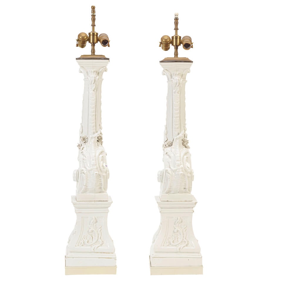 A PAIR OF BAROQUE STYLE PORCELAIN  COLUMNS (1 of 2)