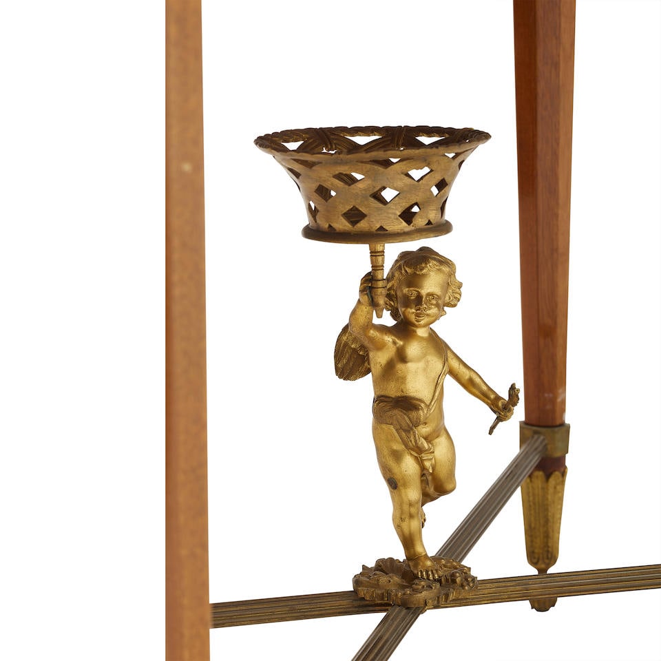 A LOUIS XVI STYLE GILT BRONZE MOUNTED PIETRA DURA FRUITWOOD AND SATINWOOD SERVICE À TABLE (1 of 5)