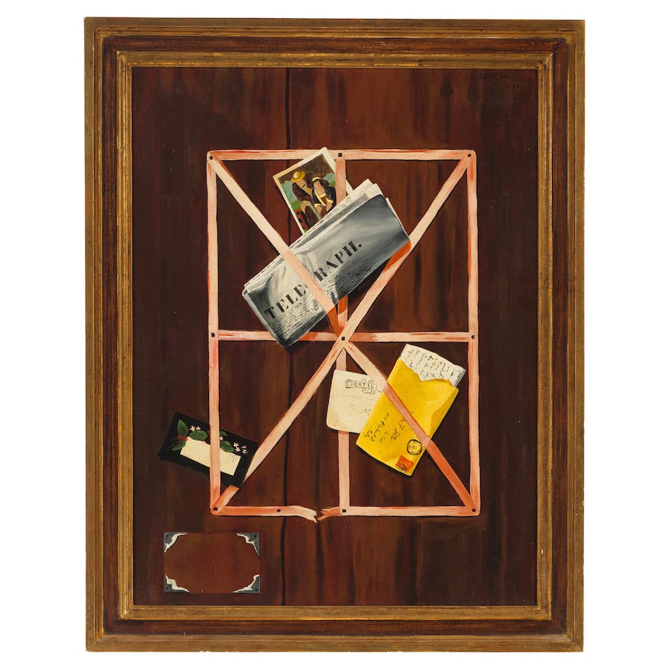 After John Frederick Peto Rack Picture With Telegraph, Letter and Postcards 21 x 16in (53.3 x 40... (1 of 3)