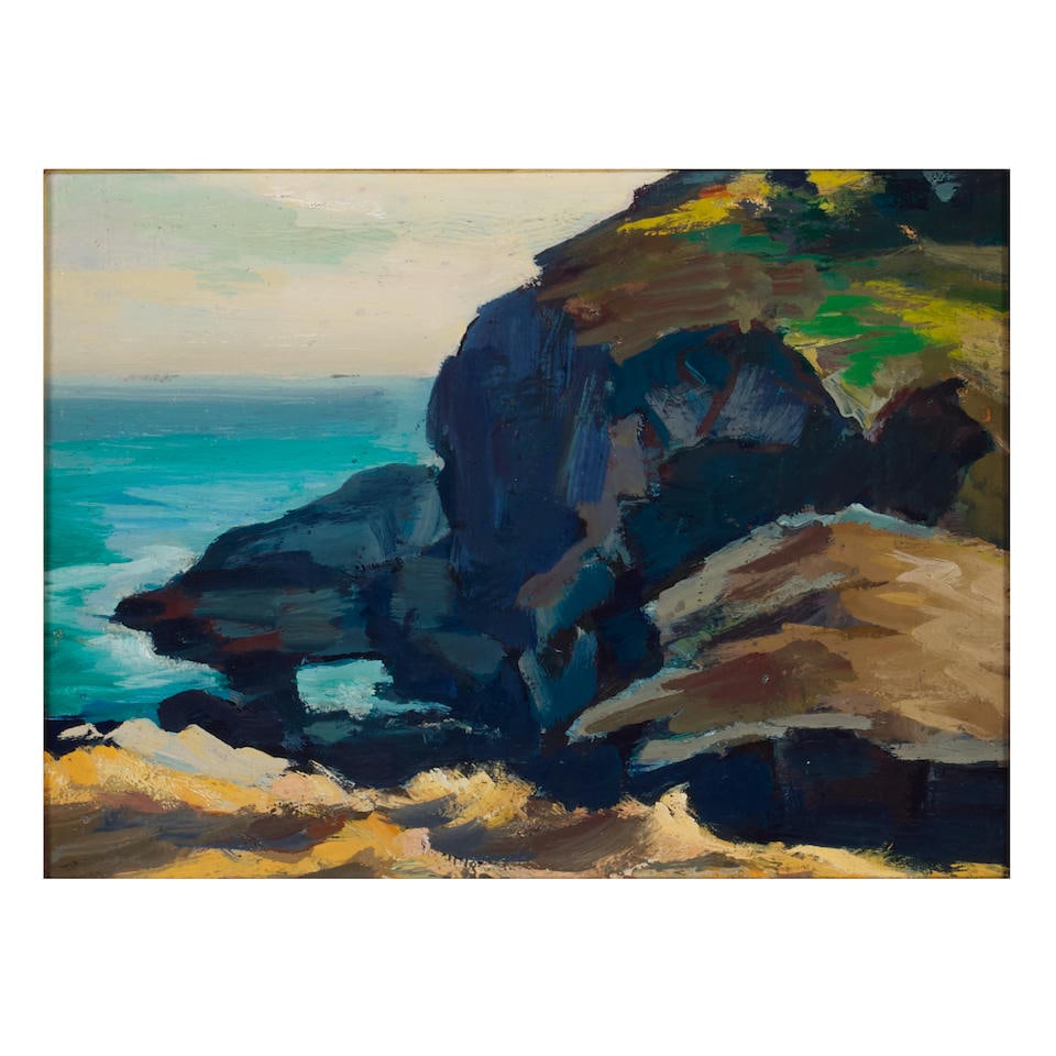 Attributed to Abraham Jacob Bogdanove (Russian/American, 1887-1946) A view of a marine 9 x 12in ...: Attributed to Abraham Jacob Bogdanove (Russian/American, 1887-1946) A view of a marine oil on board 9 x 12in (22.8 x 30.5cm); framed 15 1/2 x 18 1/2in (39.3 x 47cm) Footnotes: Provenance Spanierman Ga