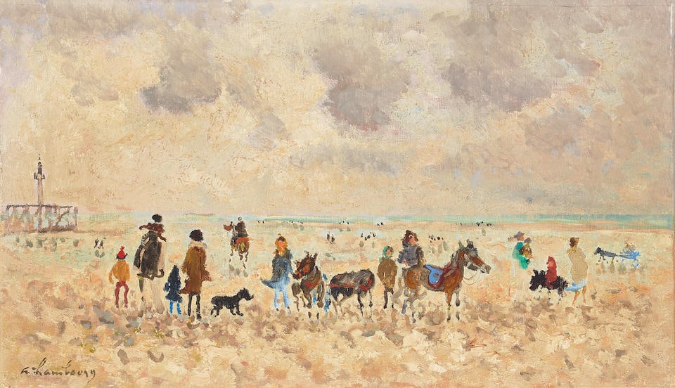 André Hambourg (French, 1909-1999) Temps país par la plage 10 3/4 x 18in (27 x 45.7cm)... (1 of 1)