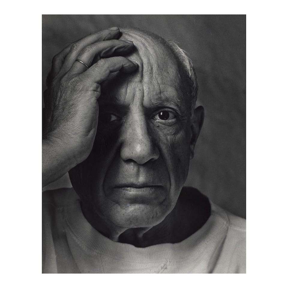 Arnold Newman (1918-2006); 'Picasso';: Arnold Newman (1918-2006) 'Picasso', 1954 Gelatin silver print, printed later; flush-mounted, signed, titled, and dated in pencil in the margin. 22 1/4 x 17 1/2 in. (56.5 x 44.5 cm.) sheet 23 3/4 x 19
