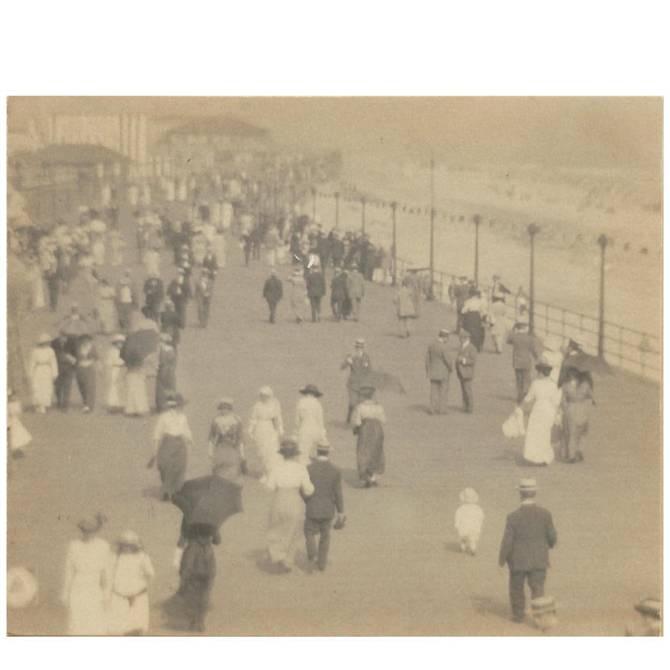 Karl Struss (1886-1981); 'Boardwalk, Long Beach, L.I.';: Karl Struss (1886-1981) 'Boardwalk, Long Beach, L.I.', 1912 Platinum print; tipped to a paper mount, titled and dated in pencil on the reverse, framed. 3 5/8 x 4 1/2 in. (9.2 x 11.4 cm.) mount 3 7/8 x