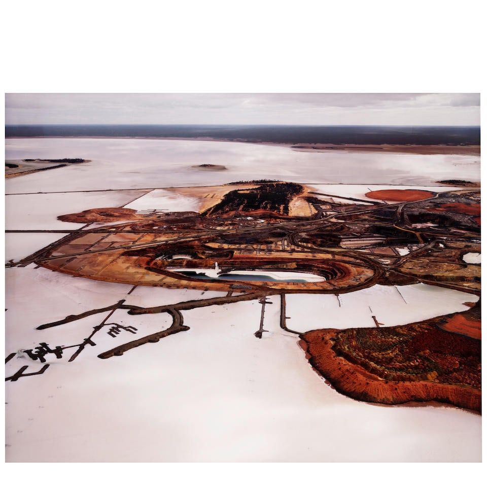 Edward Burtynsky (born 1955); Silver Lake Operations #3, Lake Lefroy, Western Australia;: Edward Burtynsky (born 1955) Silver Lake Operations #3, Lake Lefroy, Western Australia, 2007 Chromogenic print, printed 2008; flush-mounted, the photographer's studio label, signed in ink, on the reve