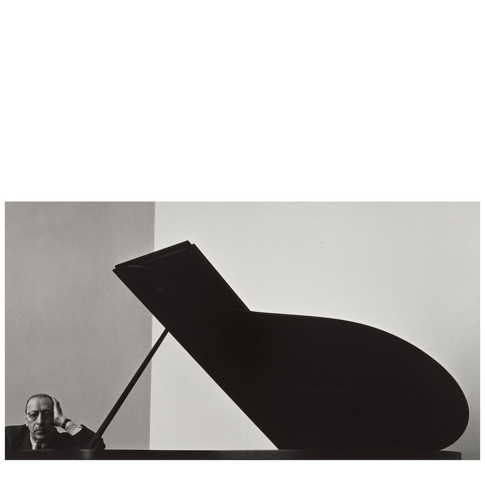 Arnold Newman (1918-2006); 'Igor Stravinsky';: Arnold Newman (1918-2006) 'Igor Stravinsky', 1948 Gelatin silver print, printed later; flush-mounted, signed, titled, and dated in pencil in the margin. 12 3/8 x 22 5/8 in. (31.4 x 57.5) sheet 19 7/8