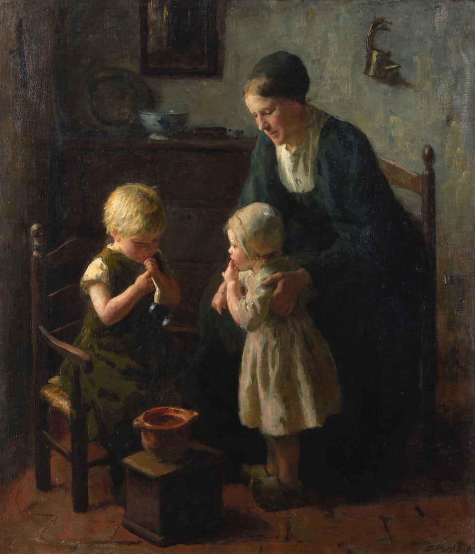 Bernard Pothast (Dutch, 1882-1966) Blowing bubbles: Bernard Pothast (Dutch, 1882-1966) Blowing bubbles signed 'B Pothast' (lower right) oil on canvas 76 x 66cm (29 15/16 x 26in). This lot is subject to the following lot symbols: AR AR Goods subject to