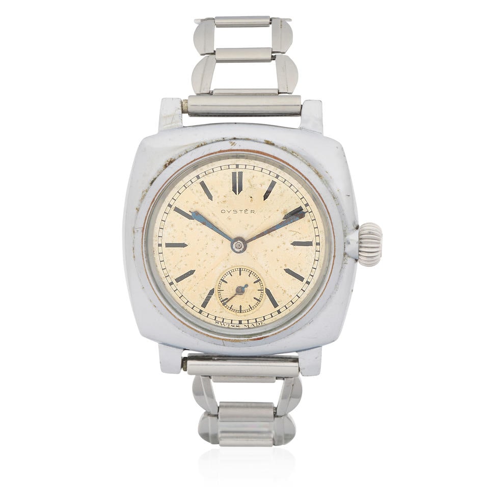 Oyster Watch Co. A chrome plated manual wind bracelet watch Circa 1940 Circa 1940 (1 of 3)