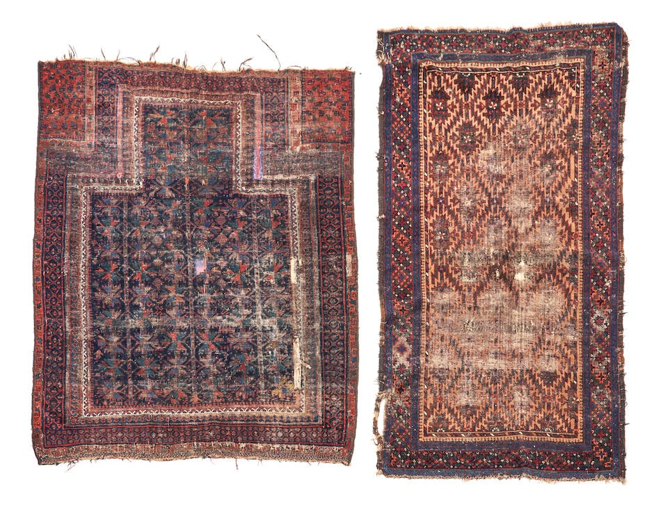 TWO BALUCH RUGS 3 ft. 11 in. x 4 ft. 10 in. and 3 ft. x 5 ft. 6 in. (1 of 1)