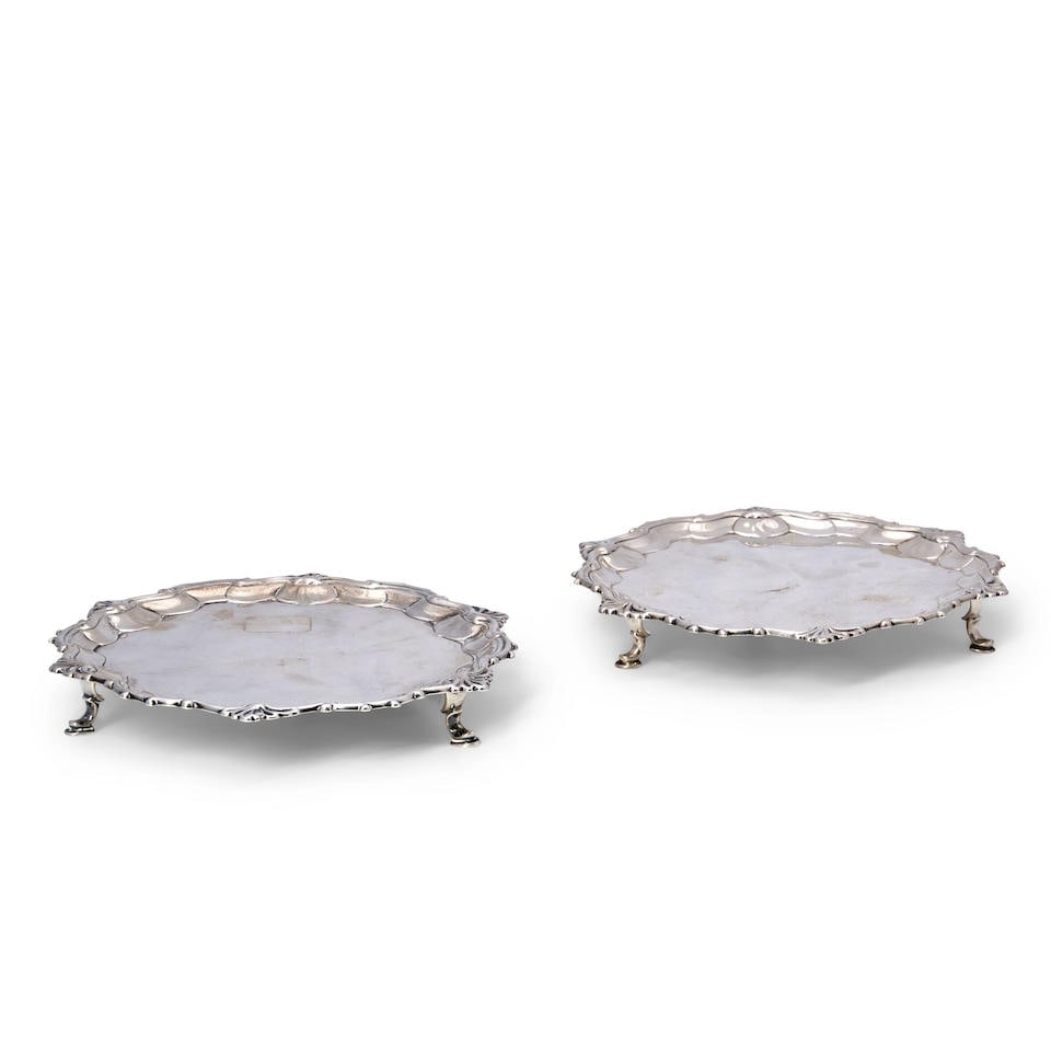 Pair of George II Sterling Silver Waiters, (1 of 1)