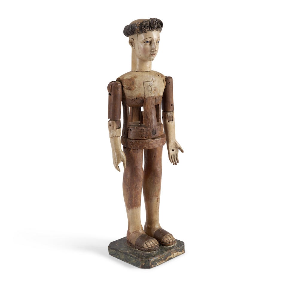 Carved Wood Santos Figure,  18th century, (1 of 3)