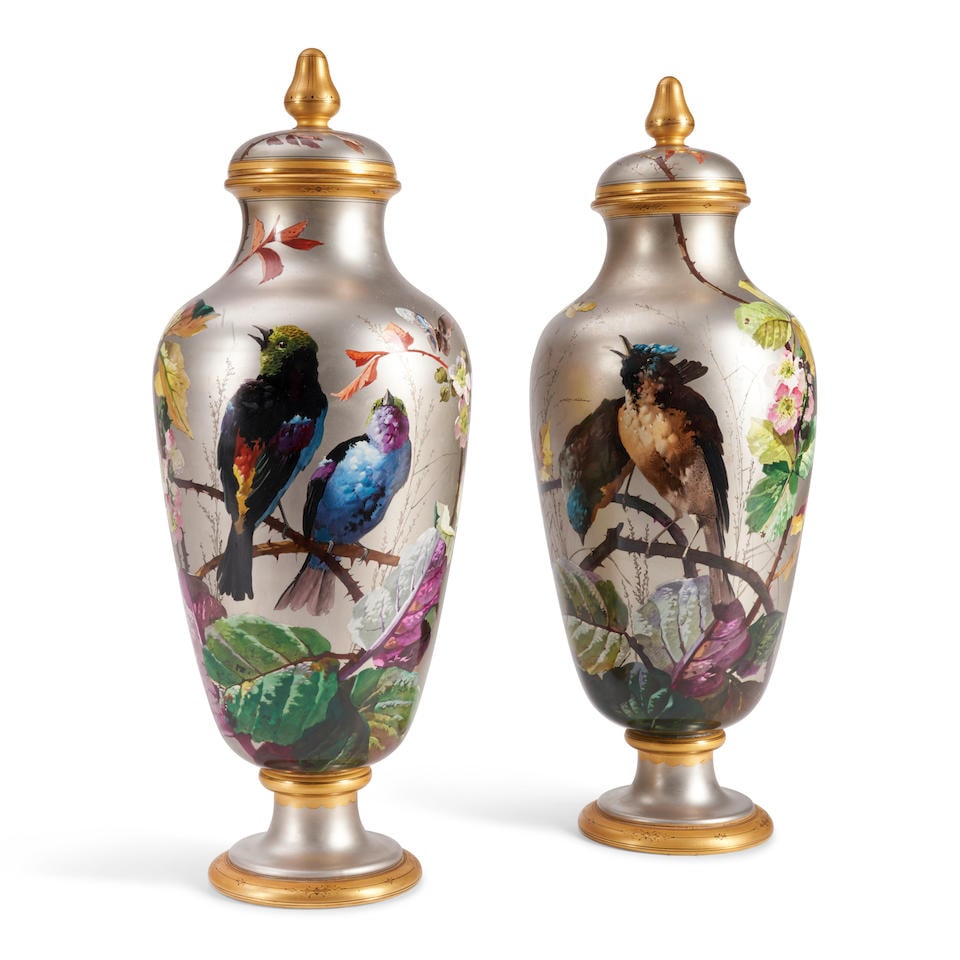 Pair of Limoges Porcelain Vases and Covers, France, early 20th century, (1 of 2)