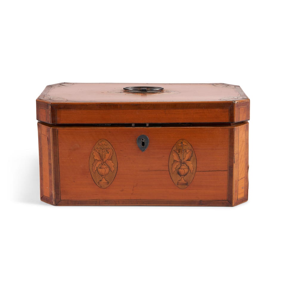 Inlaid Fruitwood Tea Caddy, 19th century, (1 of 2)