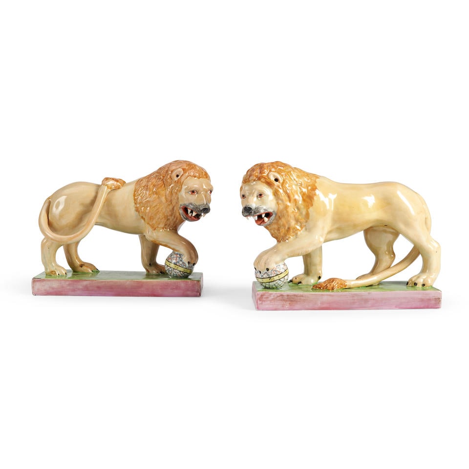 Pair of Staffordshire Pottery Pearlware Models of Medici Lions, England, c, 1800, (1 of 1)