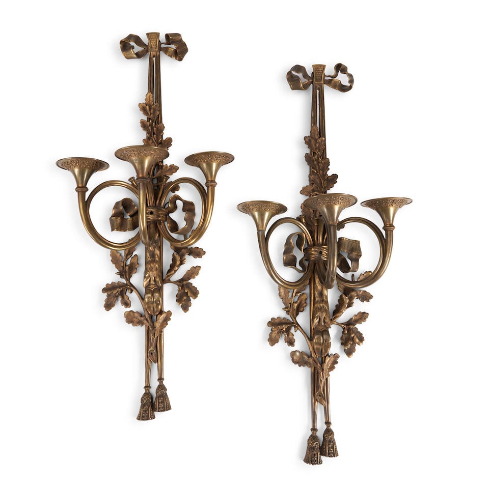 Pair of Empire-style Bronze Wall Sconces, late 19th/early 20th century, (1 of 1)