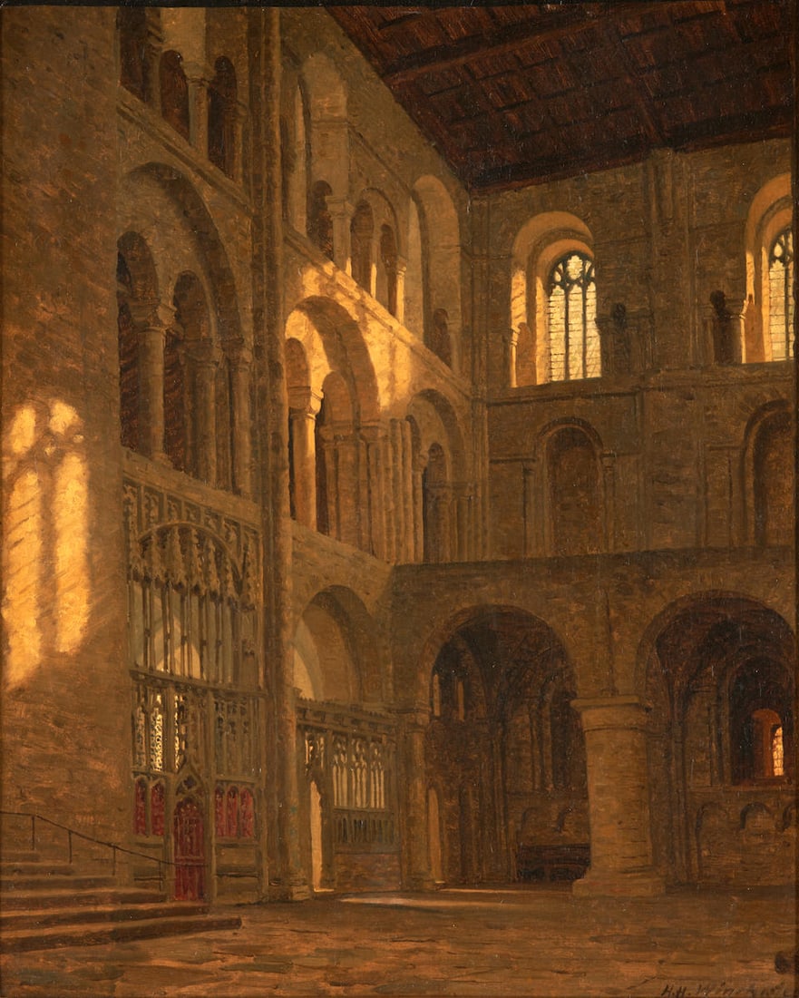 Heinrich Hansen (Danish, 1821-1890) Winchester Cathedral (framed 55.8 x 49.5 x 5.0 cm (22 x 19 1... (1 of 4)