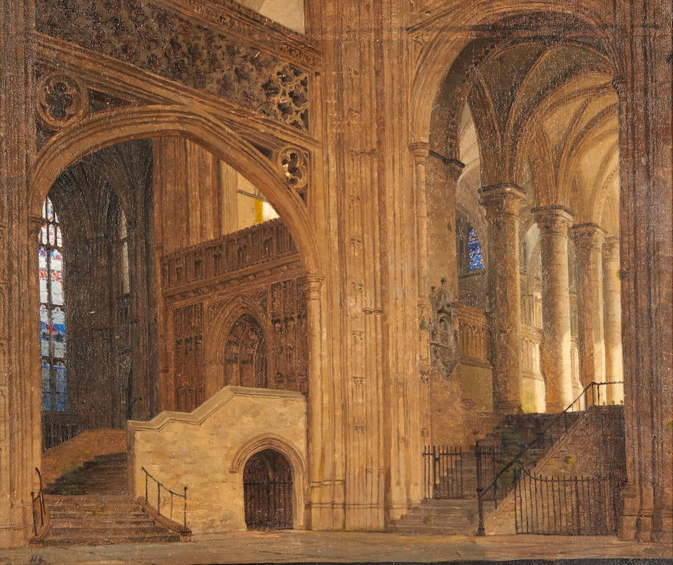 Heinrich Hansen (Danish, 1821-1890) Canterbury Cathedral (framed 53.5 x 60.0 x 8.0 cm (21 1/16 x... (1 of 4)