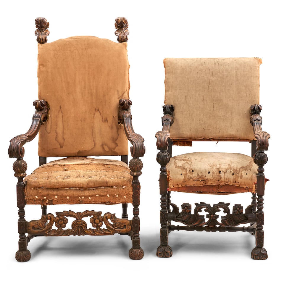 Two Italian Renaissance Revival Throne Chairs, 19th century, (1 of 3)