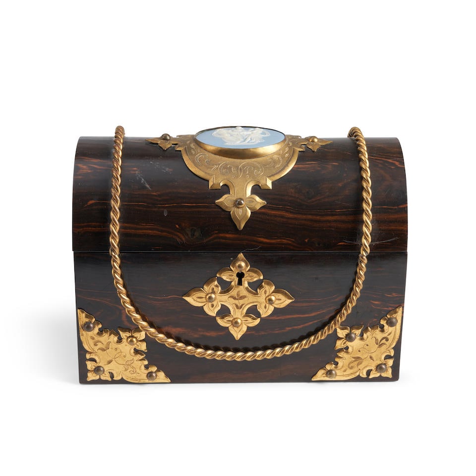 Wedgwood Mounted Calamander Veneer Stationary Box, England, late 19th century, (1 of 2)