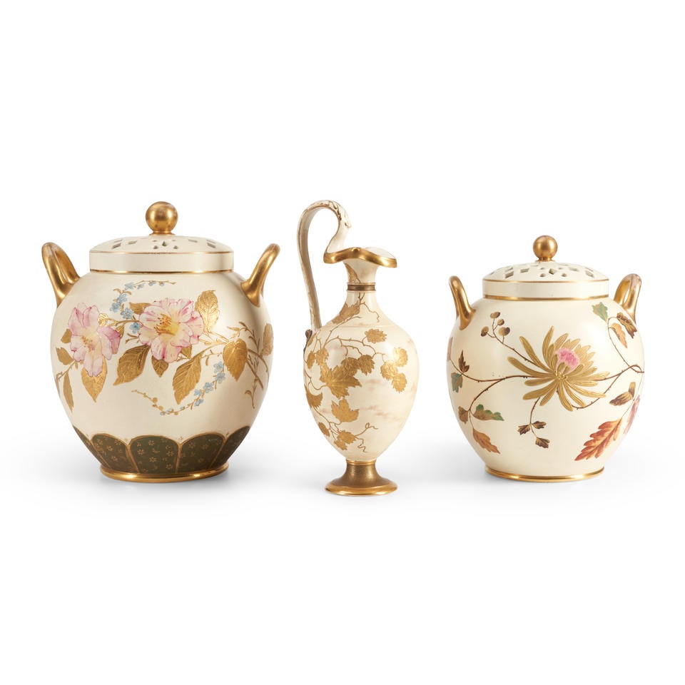 Three Wedgwood Ivory Vellum Items, England, c. 1885, (1 of 1)