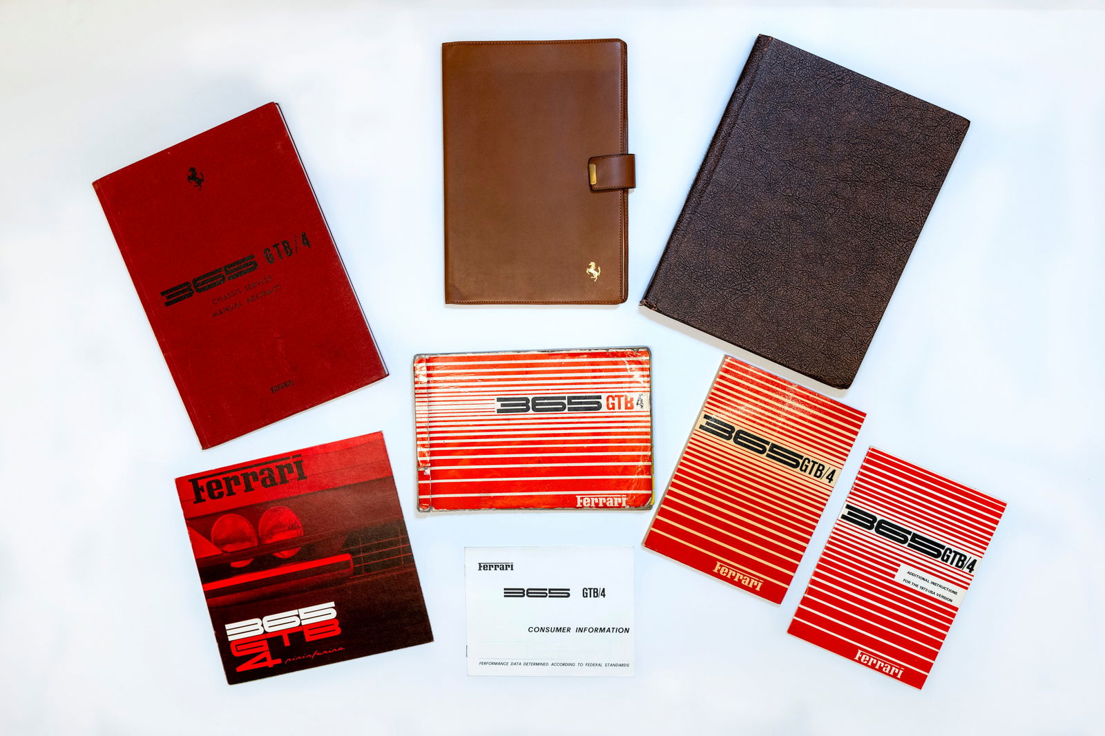 A 1970's Ferrari 365 GTB4 (later model) partial owners manual set and new leather wallet (1 of 1)