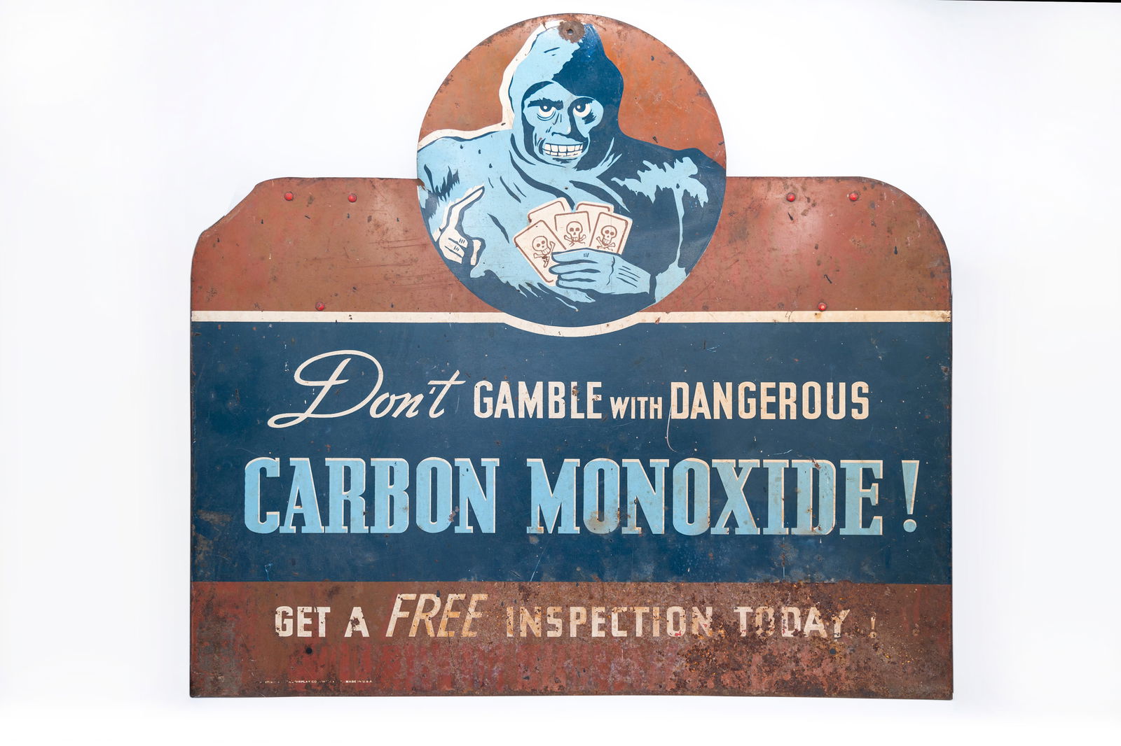 'Don't Gamble With Carbon Monoxide,' single-sided, tin painted sign (1 of 1)