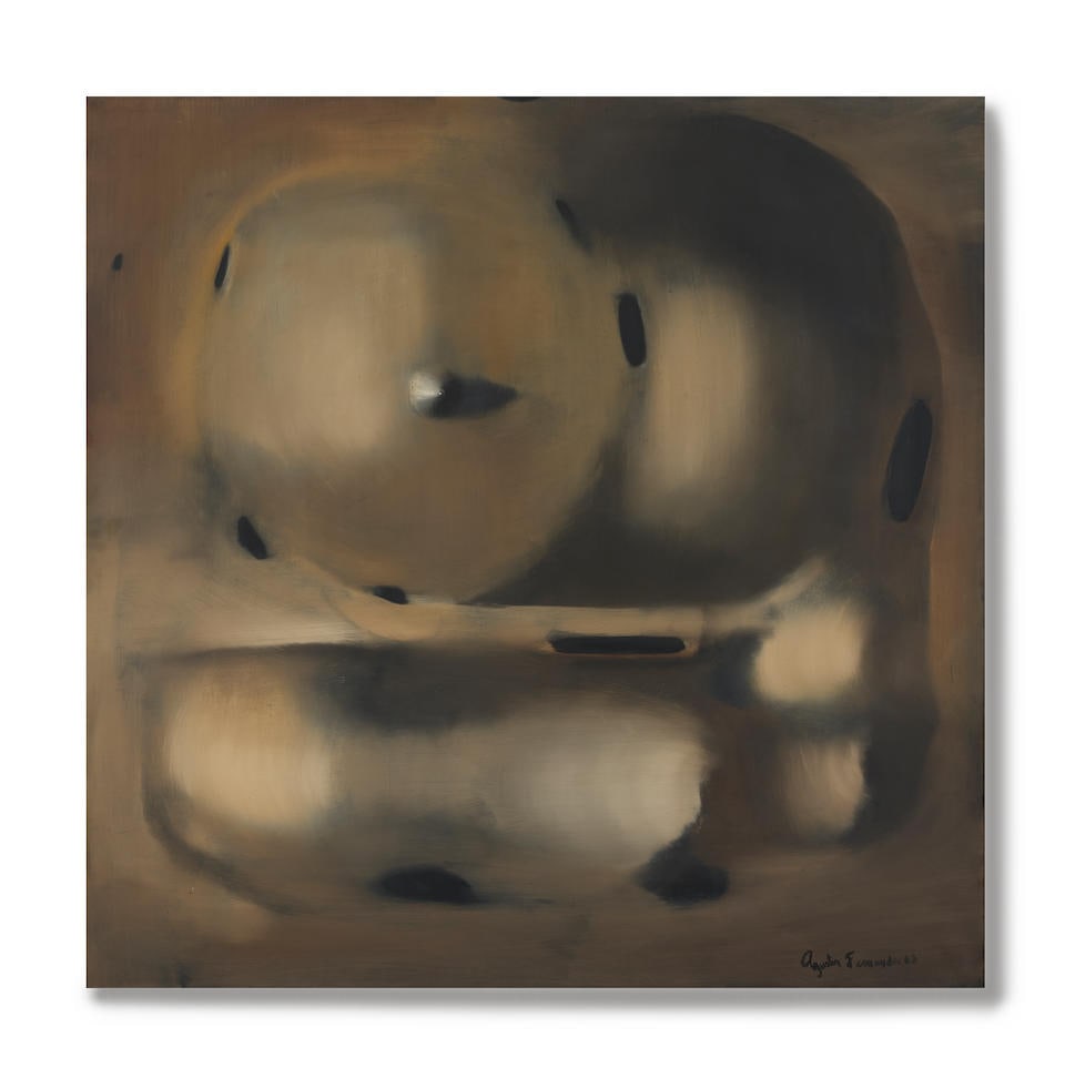AGUSTÍN FERNÁNDEZ (1928-2006) Sans titre 1963: AGUSTÍN FERNÁNDEZ (1928-2006) Sans titre 1963 signé et daté 63 ; signé au revers huile sur toile signed and dated 63 ; signed on the reverse oil sur toile 100 x 100 cm. 39 3/8