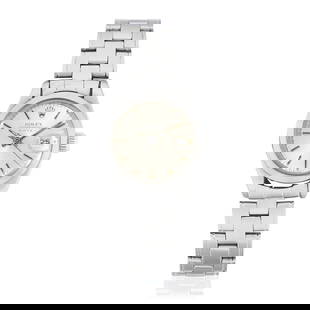 Rolex. A lady's stainless steel automatic calendar watch  Date, Ref: 6916, Circa 1982: Rolex. A lady's stainless steel automatic calendar watch Model: Date Reference: 6916 Date: Circa 1982 Movement: 20-jewel Cal.2030 automatic, No.133029 Dial: Sunburst silvered Case: Brushed and polishe