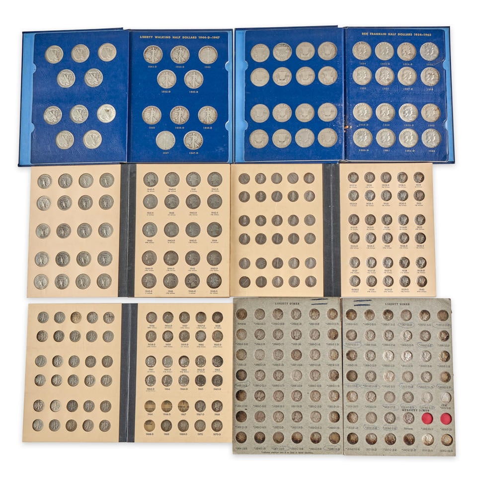 A COLLECTION OF UNITED STATES SILVER DIMES, QUARTERS AND HALF DOLLARS. (1 of 1)