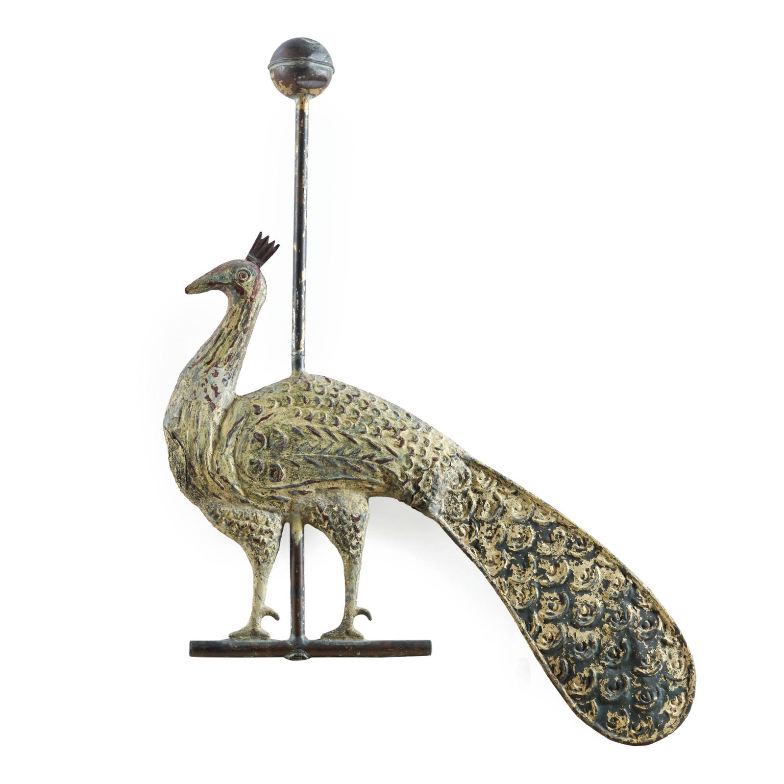 Painted Copper Peacock Weathervane Possibly J.l. Mott Iron Works (1876