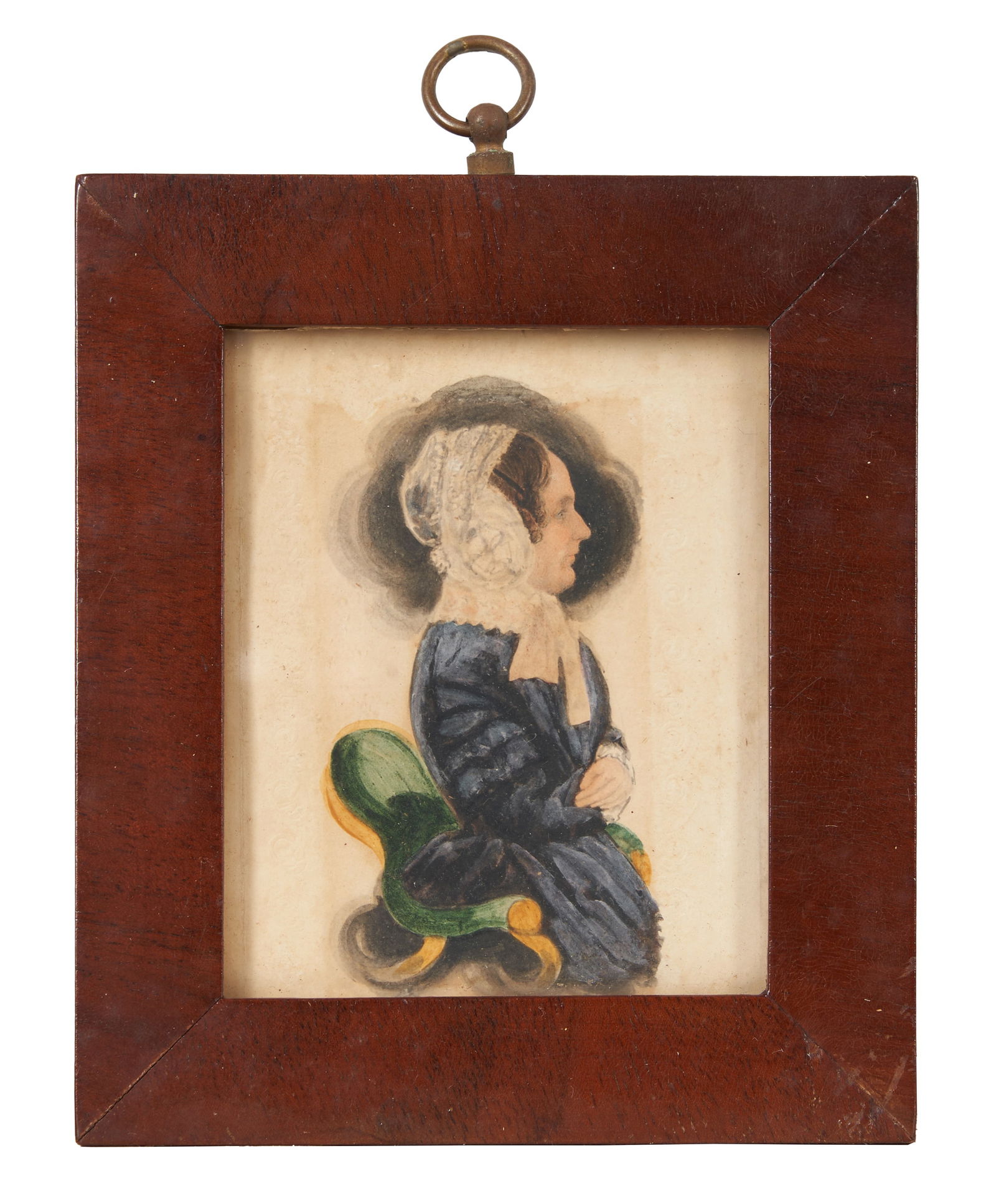 Framed Miniature Watercolor Portrait  James Sanford Ellsworth (1802-74), New England, c. 1845 (1 of 2)